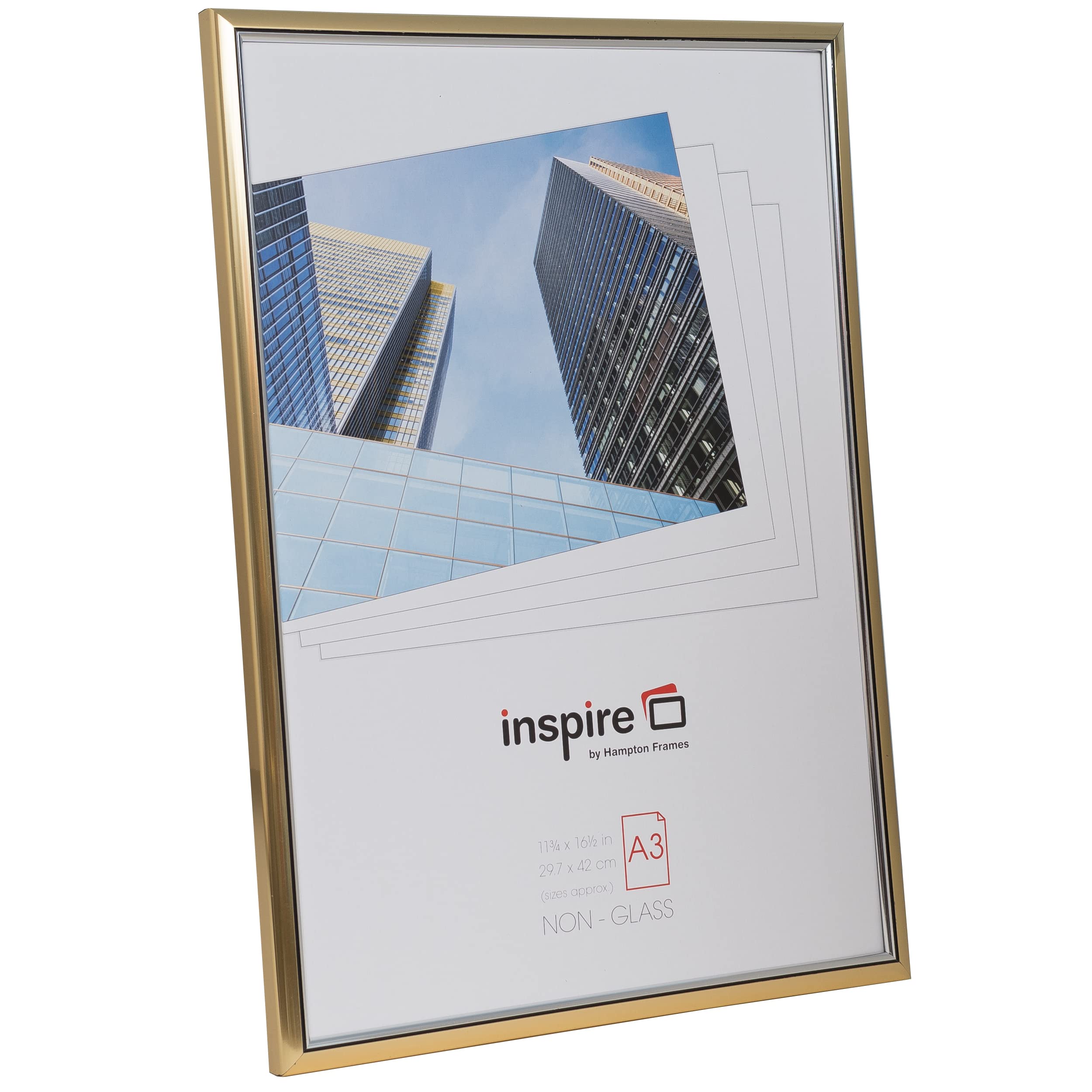 Hampton Frames Cornice portafoto A3 oro 30x42 cm acrilico plastica laminata 15 mm per poster certificati