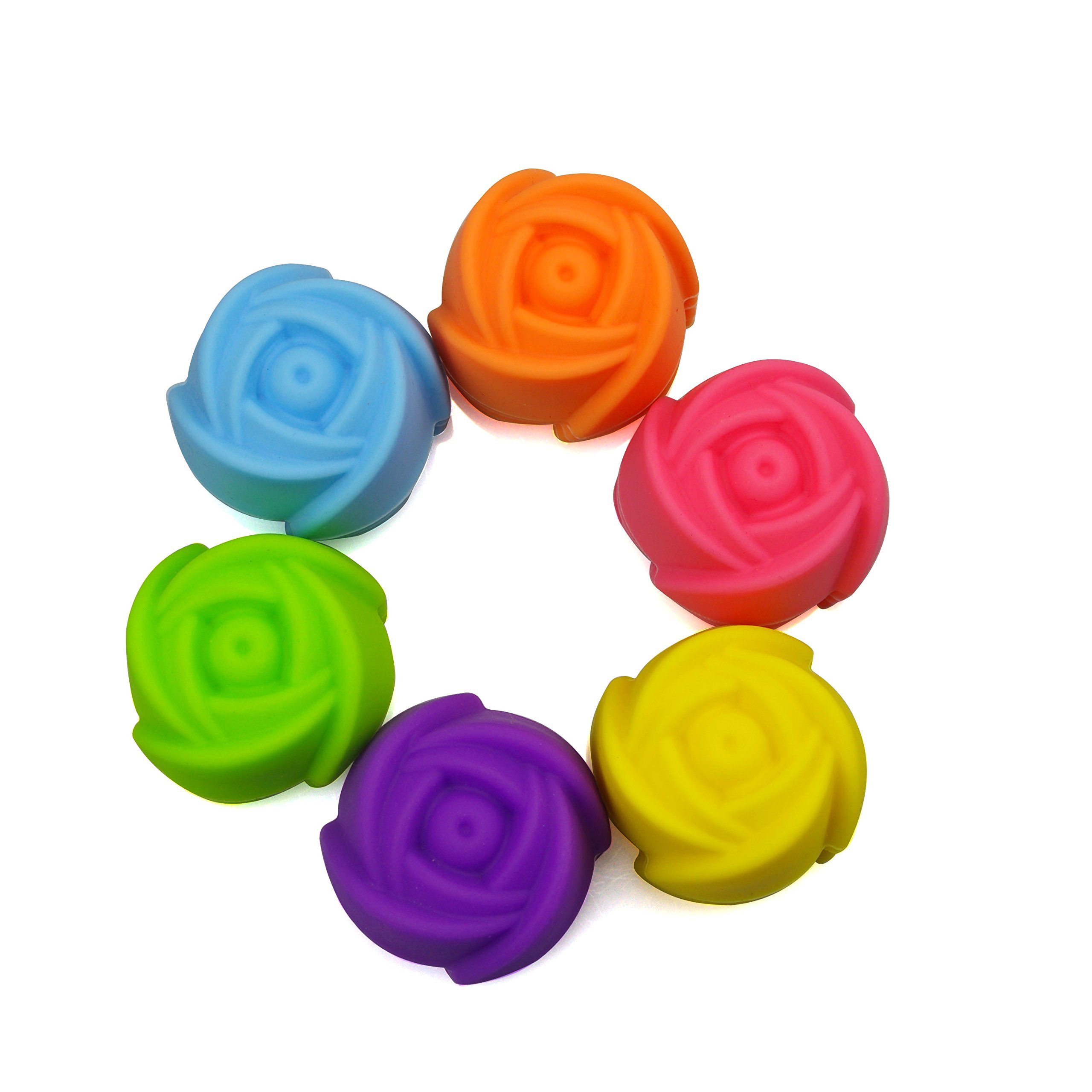 Mirenlife Reusable and Non-stick Mini Silicone Baking Cups/ Muffin Cups/ Mini Cupcake Liners/ Mini Chocolate Holders/Truffle Cups -24 Pack-6 Vibrant Colors (Rose)
