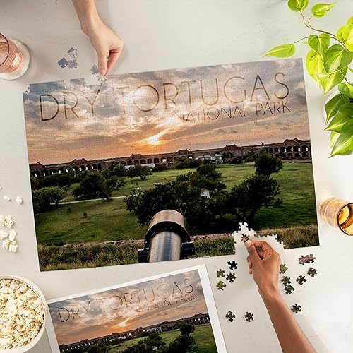 Miniatura 2 de Lantern Press 1000 Piece Jigsaw Puzzle, Dry Tortugas National Park, Florida, Sunset and Cannon