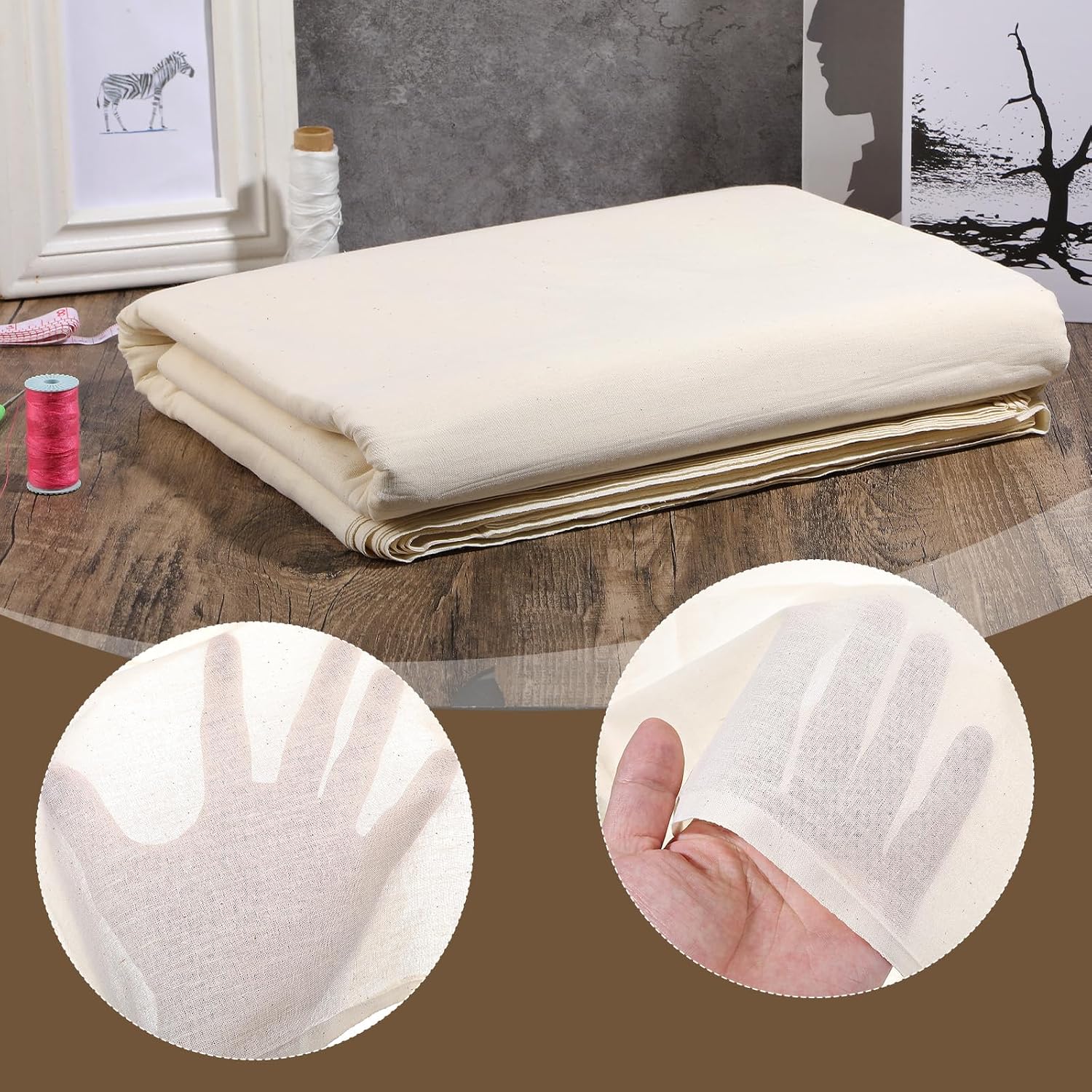 63in 10yards Cotton Muslin Fabric Unbleached Natural Muslin Cotton Fabric for Sewing Apparel Cloth Roll Backing Draping Material by The Yard Fabrics