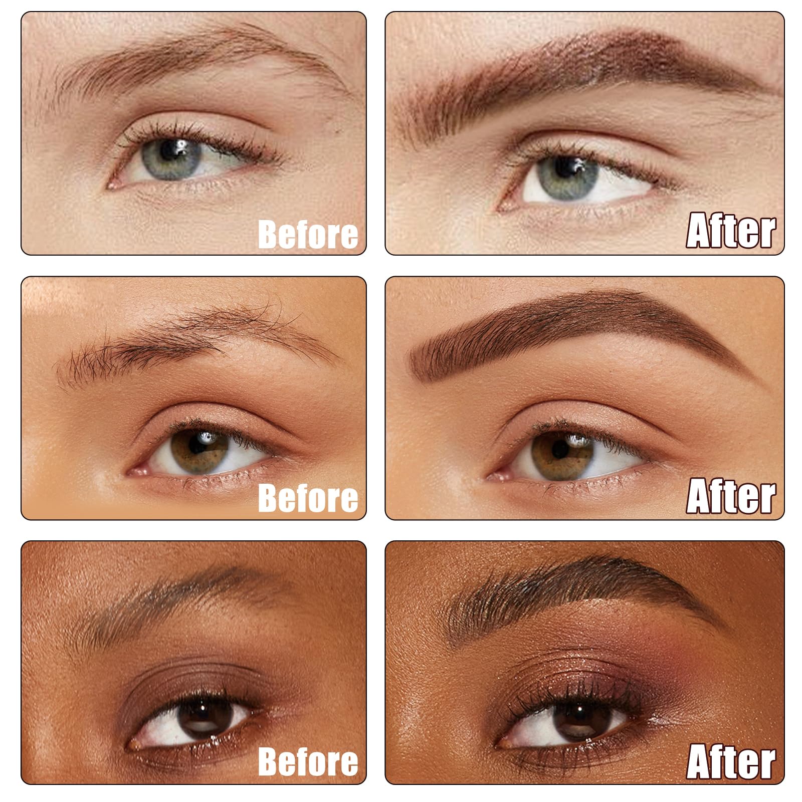 Dual-Ended Unidollss Eyebrow Stamp Stencil Kit for Women,Waterproof Eye brow Stamp Powder, Natural Fill, Define & Shape Brows - Sweatproof Eyebrow Stencils (Dark Brown & Brown)