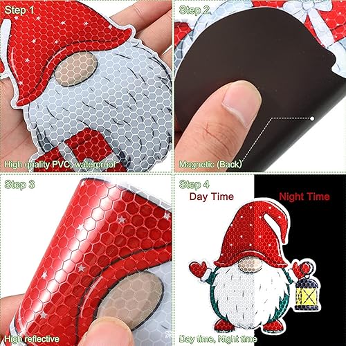 Miniatura 3 de gunhunt 42 calcomanías reflectantes para automóvil de Navidad, calcomanías de bombillas coloridas impermeables, juego de calcomanías de línea de