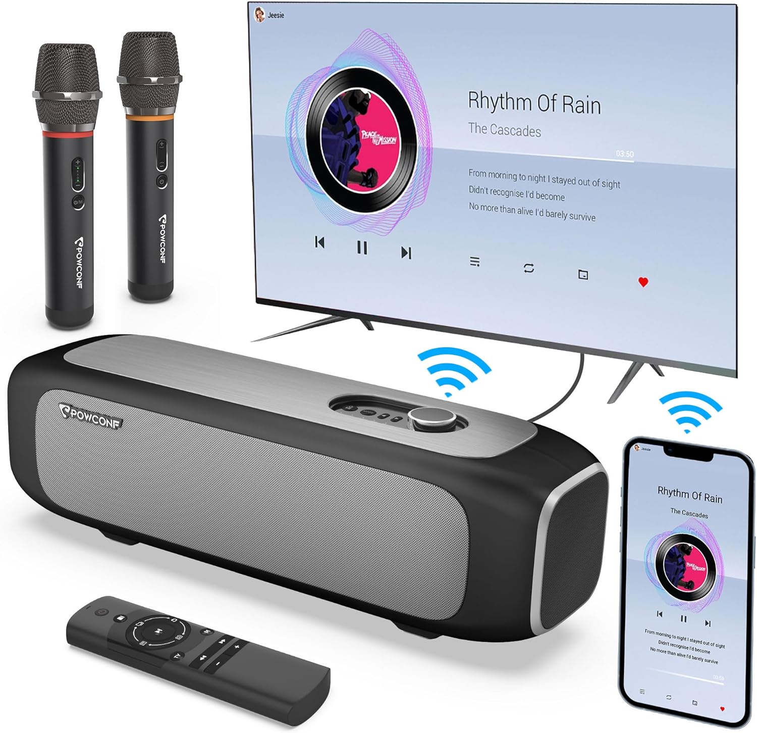 Karaoke Machine with Microphones, Channels, Subwoofer, Home