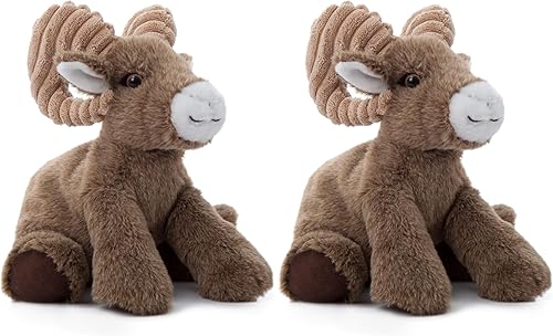 Miniatura 10 de The Petting Zoo Peluche de oveja de cuerno grande, regalos para niños, animales salvajes Onez, ovejas, 8 pulgadas