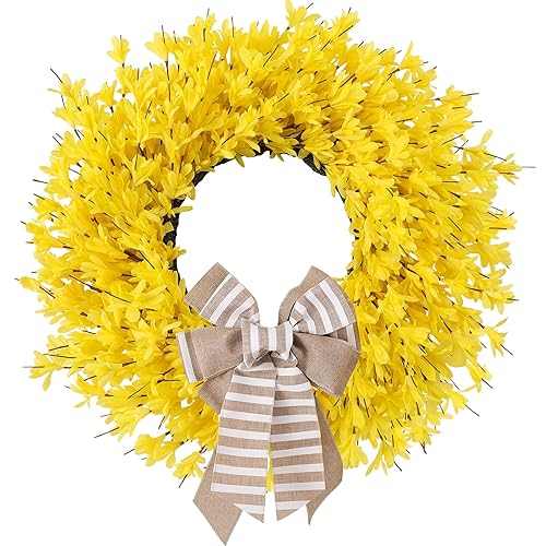 Garisey 26 Inch Spring Wreaths for Front Door Large Forsythia
