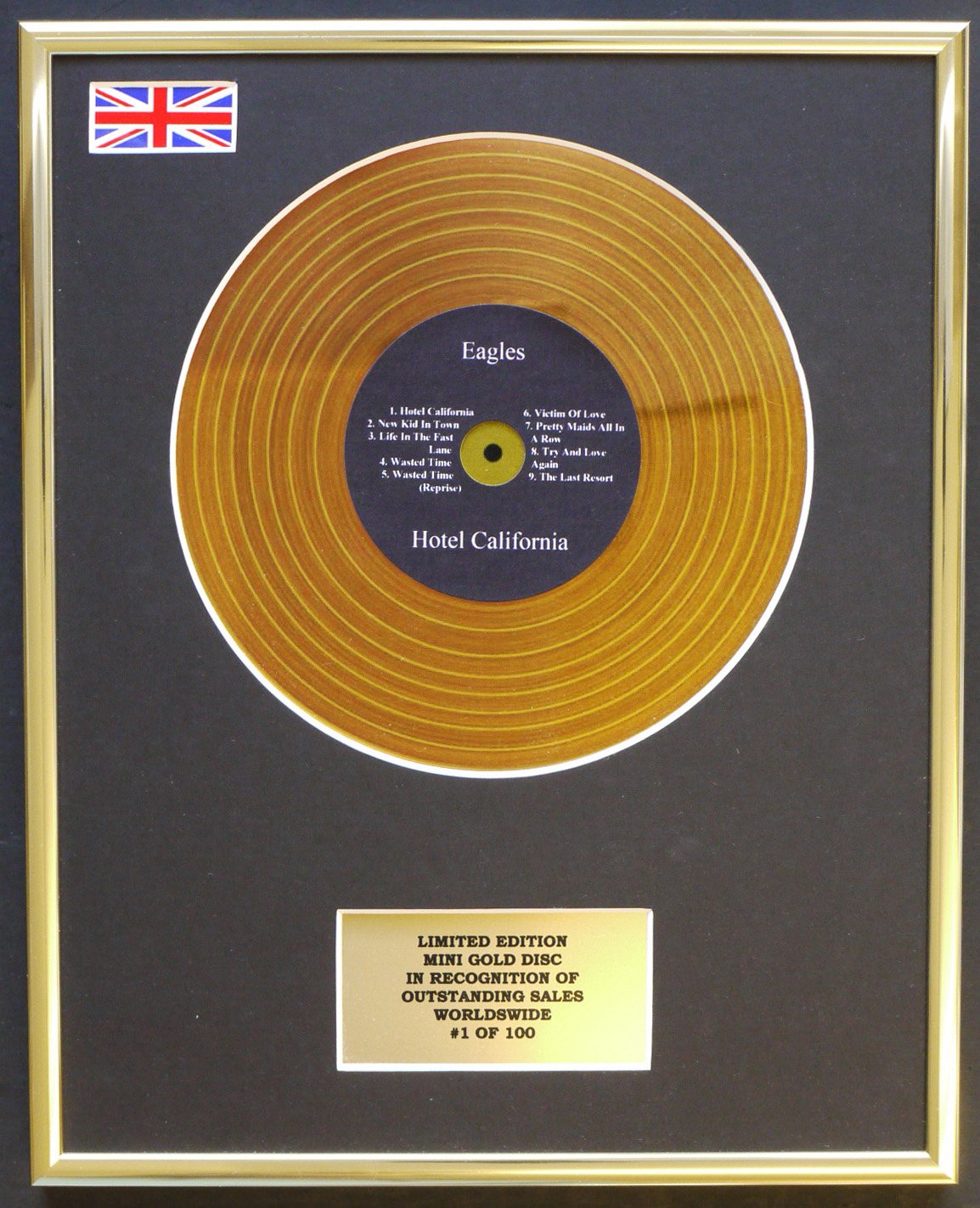 Limited Edition Mini Gold Disc Display Gold Eagles/Mini Disc Display/Limited Edition/Coa/Hotel California