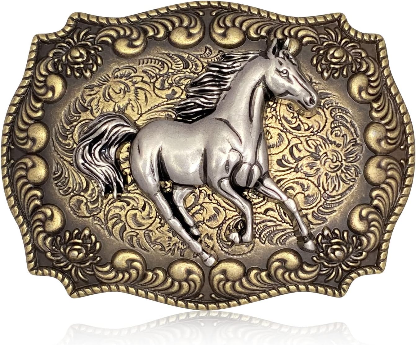 Btilasif Horse Belt Buckle,Long Horn Bull Western Cowboy Texas Rodeo Belt Buckle for Men Women