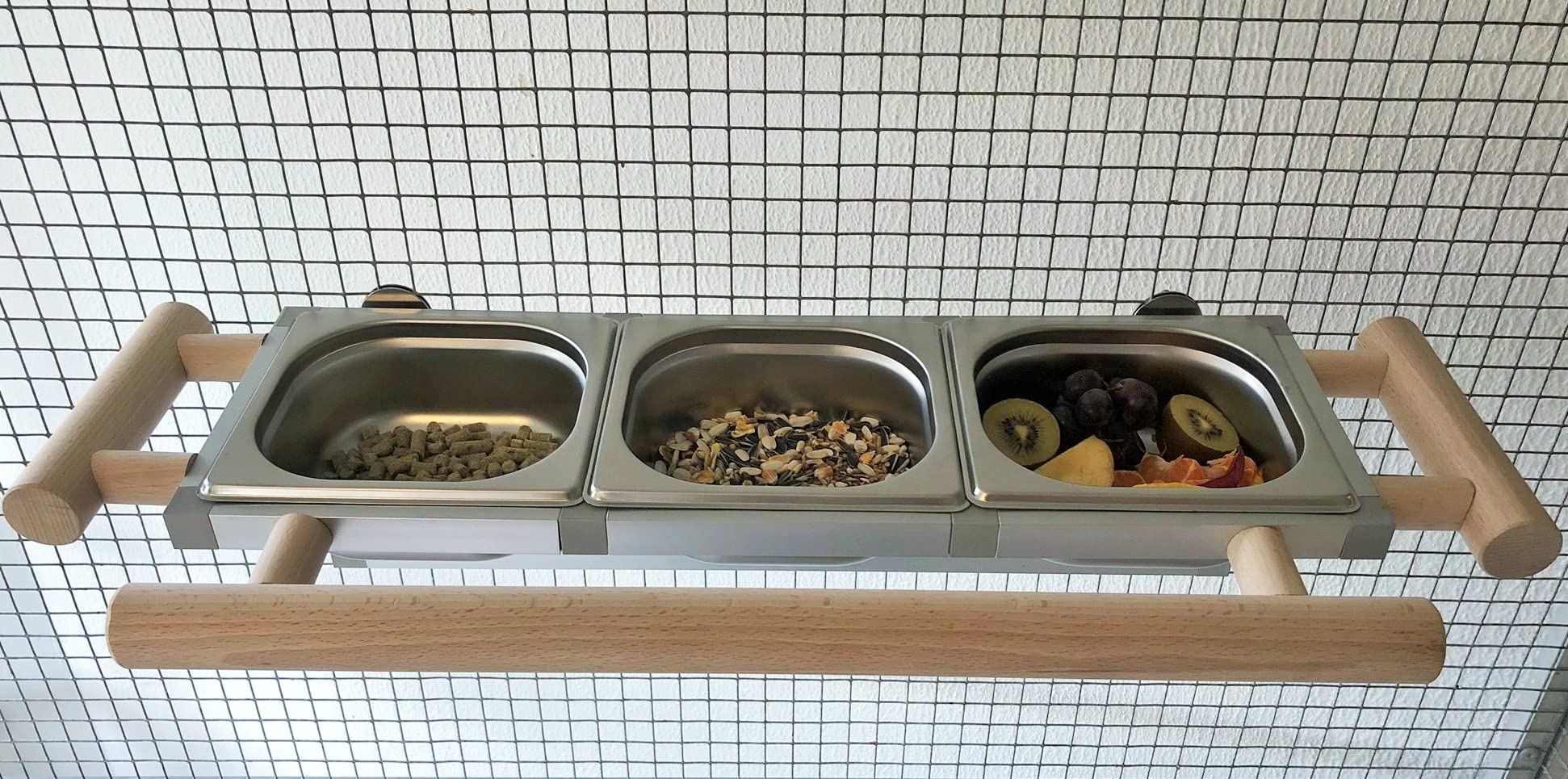 Papageien Freisitz Vögel Futternapf Futterbar, Futterschale Edelstahl *ZINKFREI*