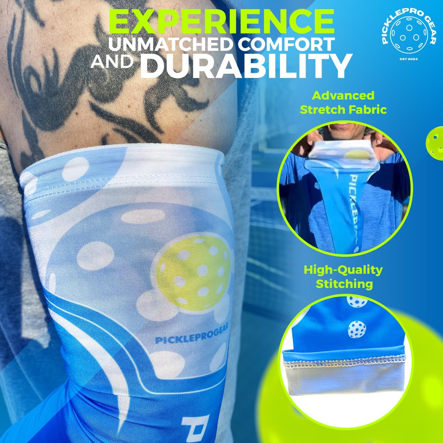 Pickleball Arm Sleeves – Compression Fit & UV Protection – Breathable Sports Sleeves for Players – M/L Size – 5 Stylish Designs