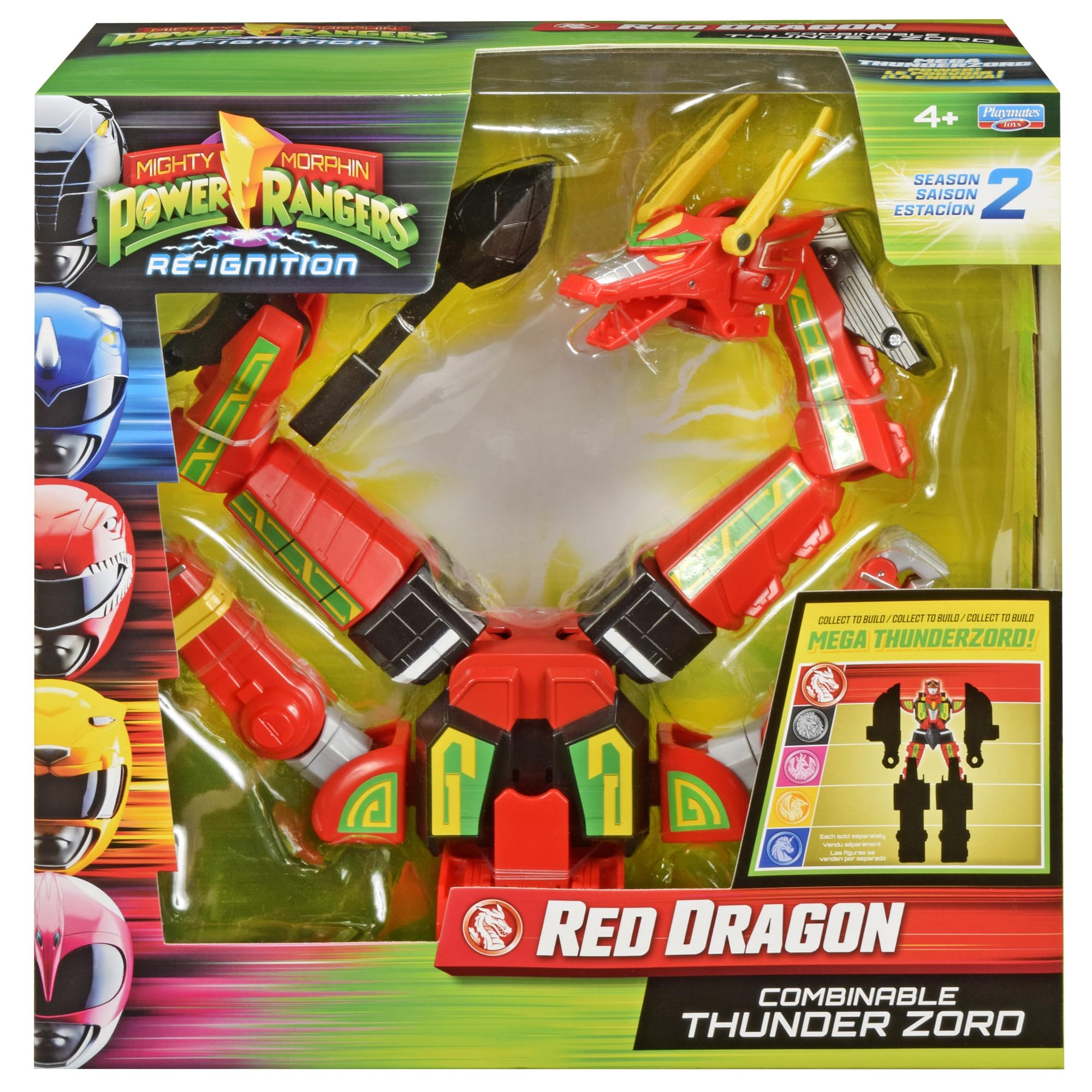 Power Rangers Mighty Morphin Re-Ignition - Czerwony Smok Deluxe Kombinowalny Thunderzord (Seria 2) od Playmates Toys