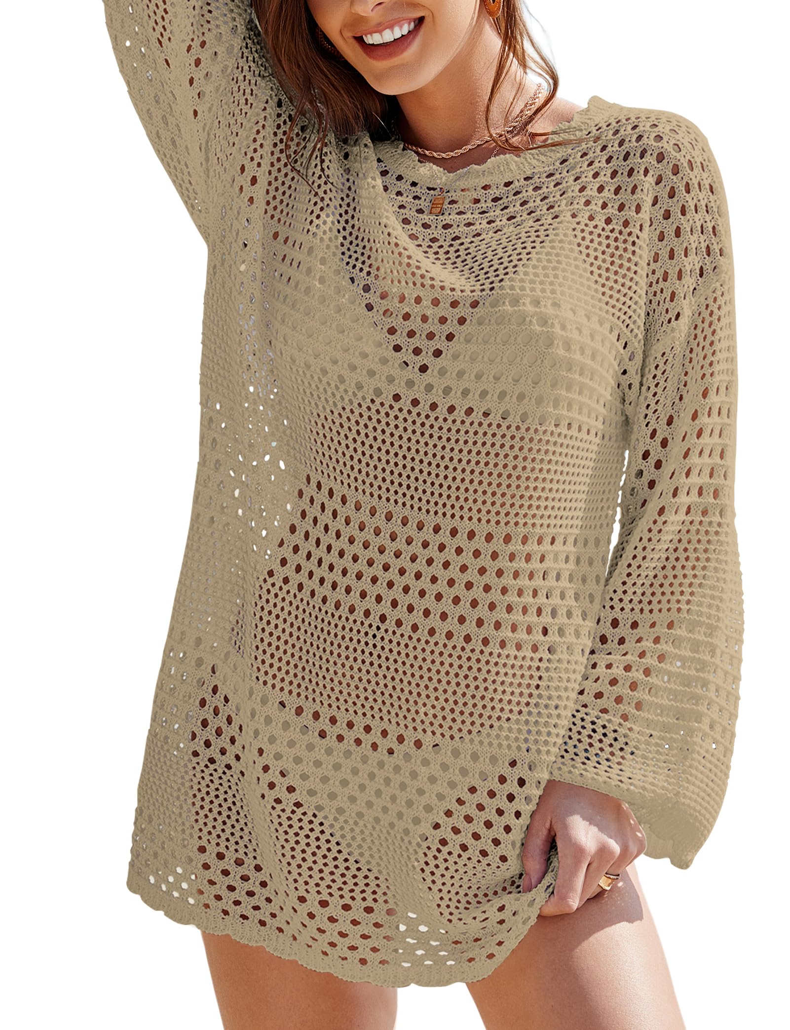 Buauty Womens Crochet Swimsuit Cover Up Swim Bikini Cover Ups Bathing Suits Swimwear 2026 Summer Beach Dress Vacation