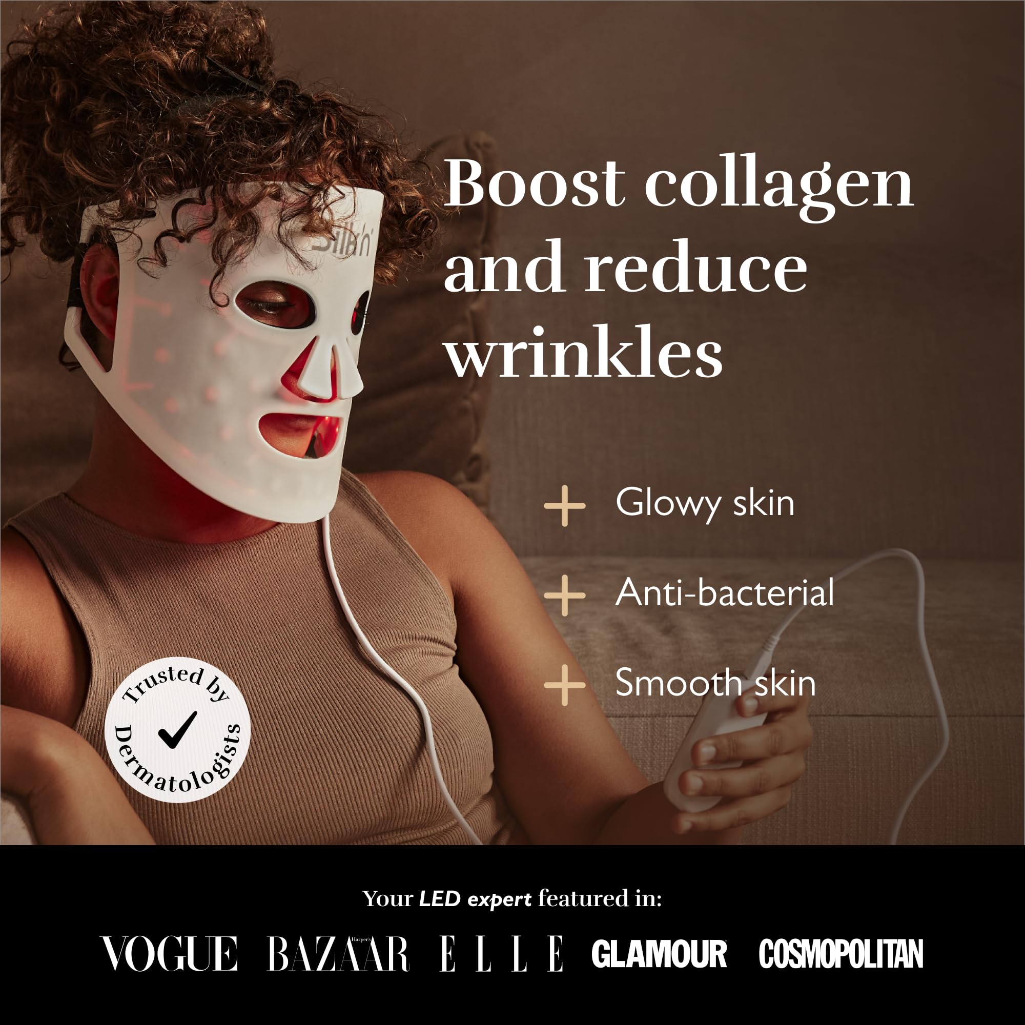 Silk’n Masque LED pour le visage - 2025 edition - Soin du visage LED - Masque de beauté anti-rides, collagène, lifting et anti-âge - Skincare avec 4 types de lumière - Pour femme et homme - Blanc