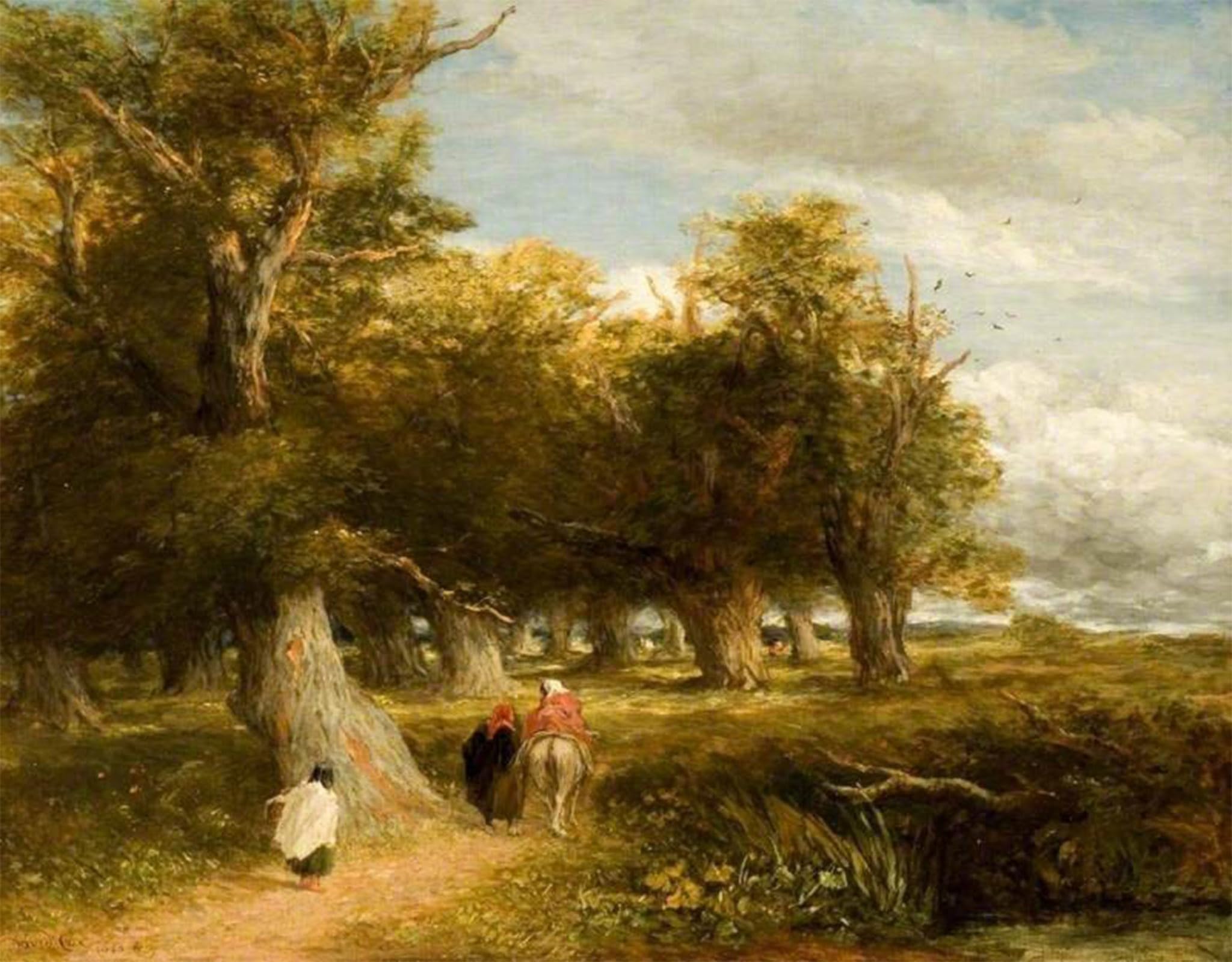 SERENDIPITP Abstract Painting Mural Print Picture Wall Decor Painting the Skirts of the Forest by David Cox Vintage Wall Artwork for Home Decor 60x90cm