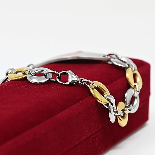 Miniatura 6 de Pulsera médica para mujer con grabado gratis, acero inoxidable, personalizable, tamaño personalizado, cadena de tono dorado de 0.6 in