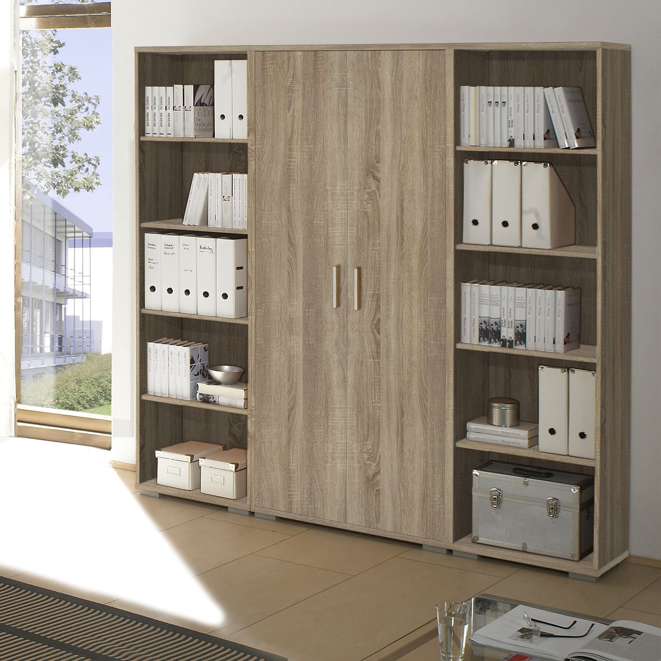 OFFICE LINE Aktenschrank Eiche Sonoma Optik 79x186x35 cm Büroschrank 2 Türen