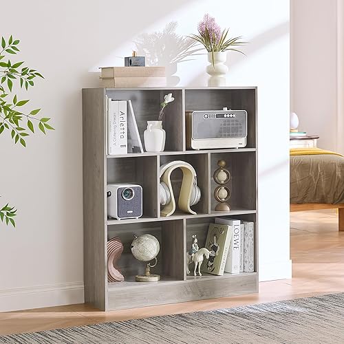 Miniatura 235 de LEYAOYAO Estantería de 10 cubos, estantería ancha moderna de 3 niveles con patas, estantería de madera de mediados de siglo, estuche grande rosa,