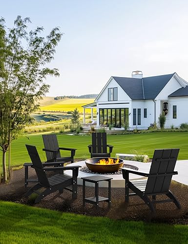 Miniatura 6 de Silla Adirondack moderna, sillas de patio de plástico HDPE para todo tipo de clima, silla para hoguera, sillas de césped al aire libre para terraza,