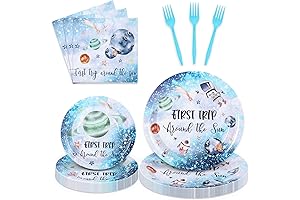 Whaline 100Pcs First Trip Around The Sun Tableware Set