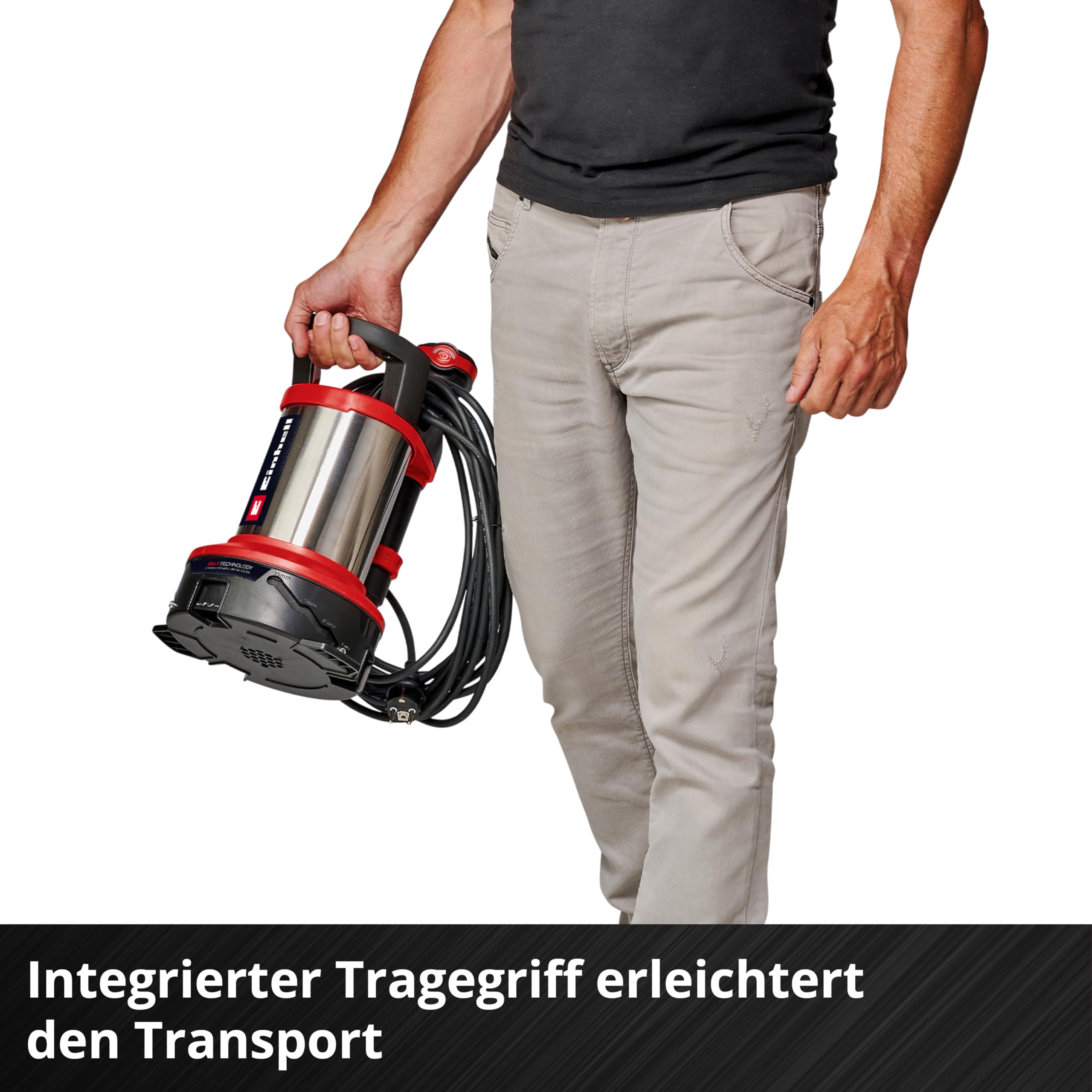 Einhell Flutset GE-DP 7535 N LL ECO (750 W, bis zu Ø 35 mm Fremdpartikelgröße, max. 18.500 L/h Fördermenge, inkl. 10 m Gewebeschlauch, Universaladapter, Kunststoffbox)