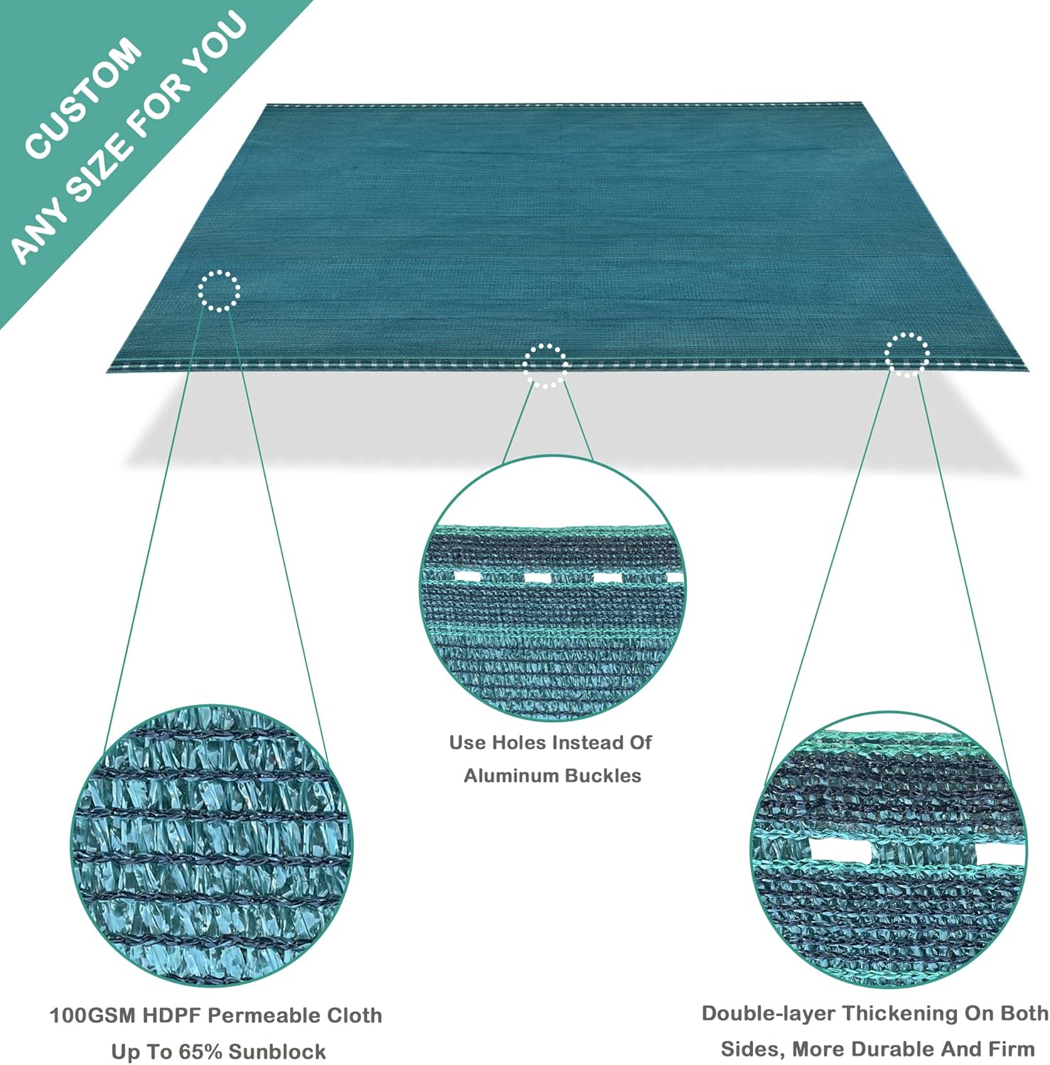 Alion Home 65% Sunblock DIY Shade Cloth - Garden Netting - Mesh Sun Shade Cover for Garden Patio Plants - Green (10' x 12')