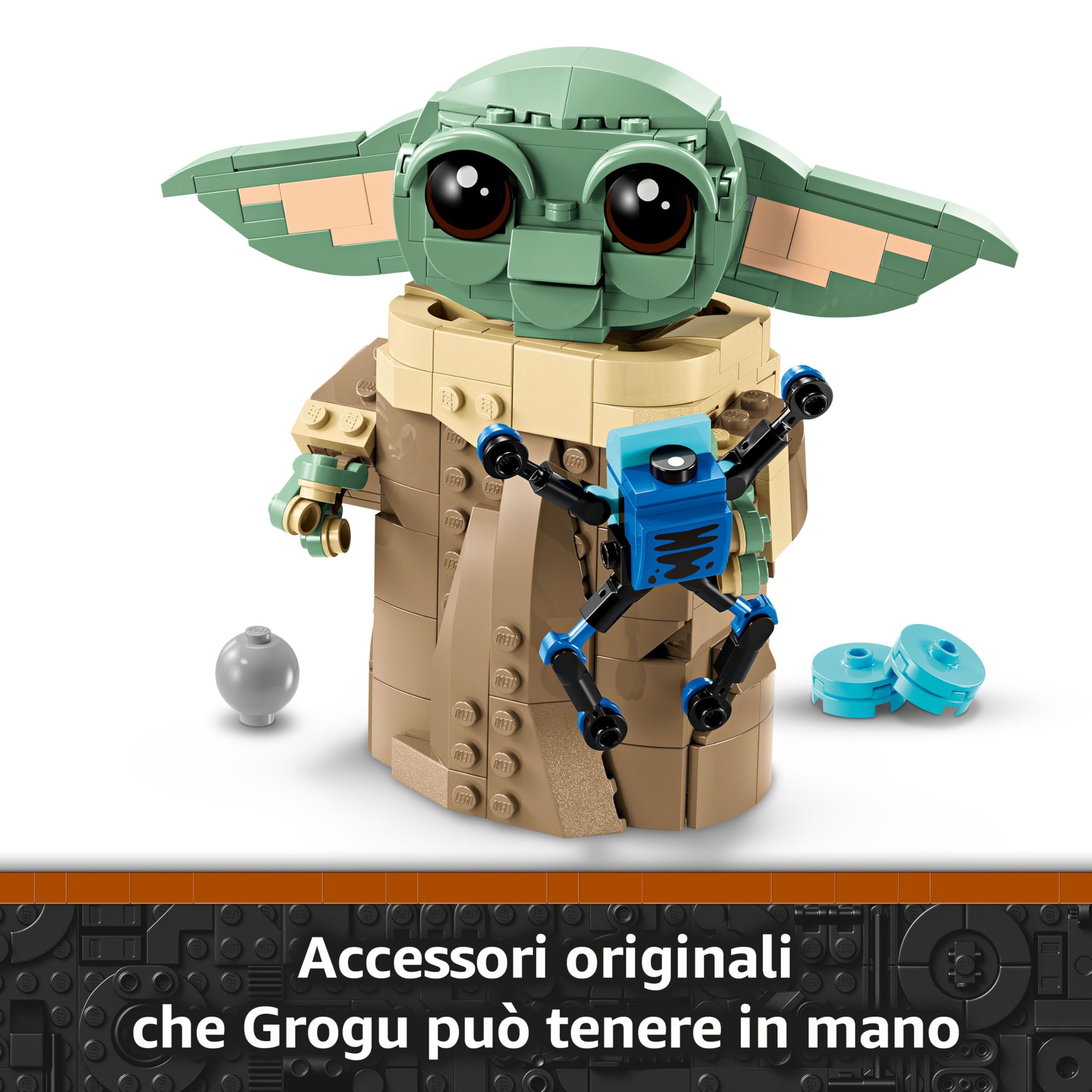 LEGO Star Wars 75403 Grogu e Carrozzina con Rana Sorgan e Minifigure di Grogu, Modellino di 'Baby Yoda' Giocattolo, Idea Regalo da Collezione per Bambini e Bambine da 10 Anni Fan serie TV Mandalorian