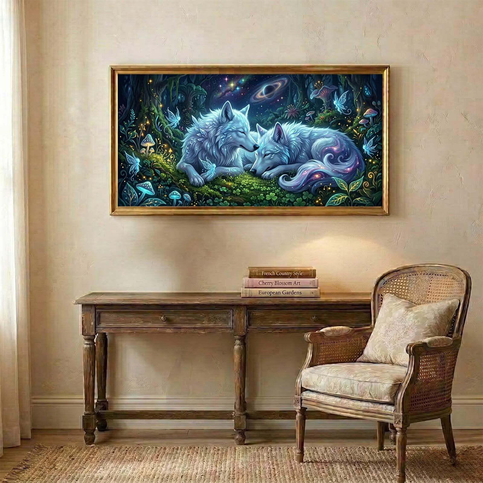 Wolf Diamond Painting Erwachsene XXL 70x140cm Diamant Painting Bilder Tier, 5D Vollbohrer Diamond Art Kit Basteln Set Kinder Mädchen, DIY Stickerei Malerei Kristall Strass für Zuhause Deko C6-230