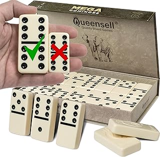 Mega Large 3" Dominoes Set for Adults and Kids – Dominoes Double 6 Classic Board Games – Double Six Domino Set with 28 Tiles and Gift Case, Juegos de Mesa (MEGA)