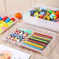 Vista 5 de Maitys 15 bandejas de arte de plástico para actividades de 14.57 x 10.63 x 1.77 pulgadas, organizador grande de manualidades, bandeja de Transparente