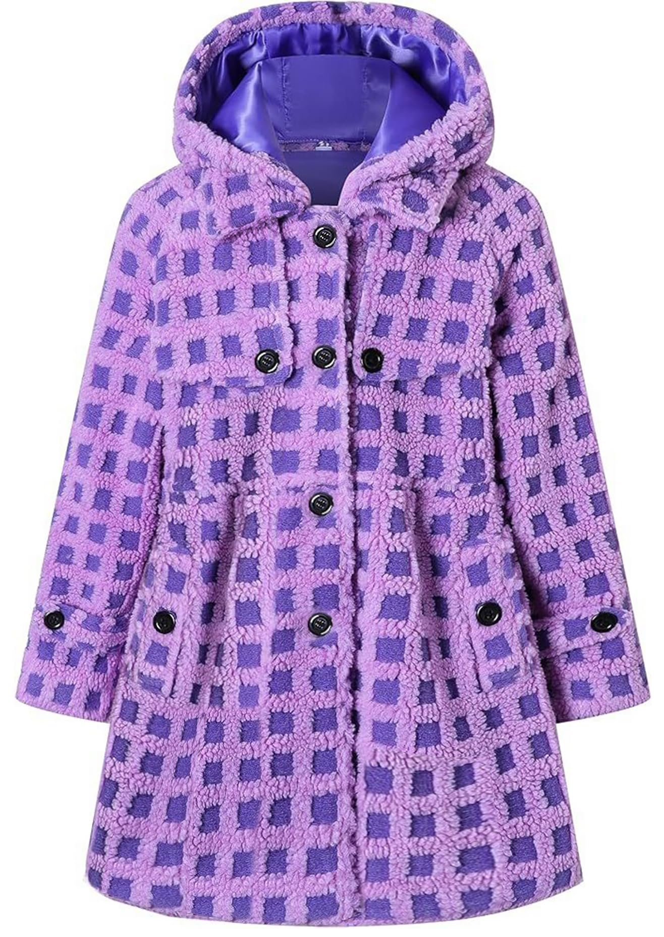 Betusline Girls' Dress Coat Hoodie Wool Blend Coats Fall Winter Peacoat