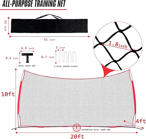 Miniatura 5 de Red de respaldo portátil, red de barrera, lacrosse, béisbol, sóftbol, fútbol, baloncesto, red de béisbol, pantalla protectora con bolsa de