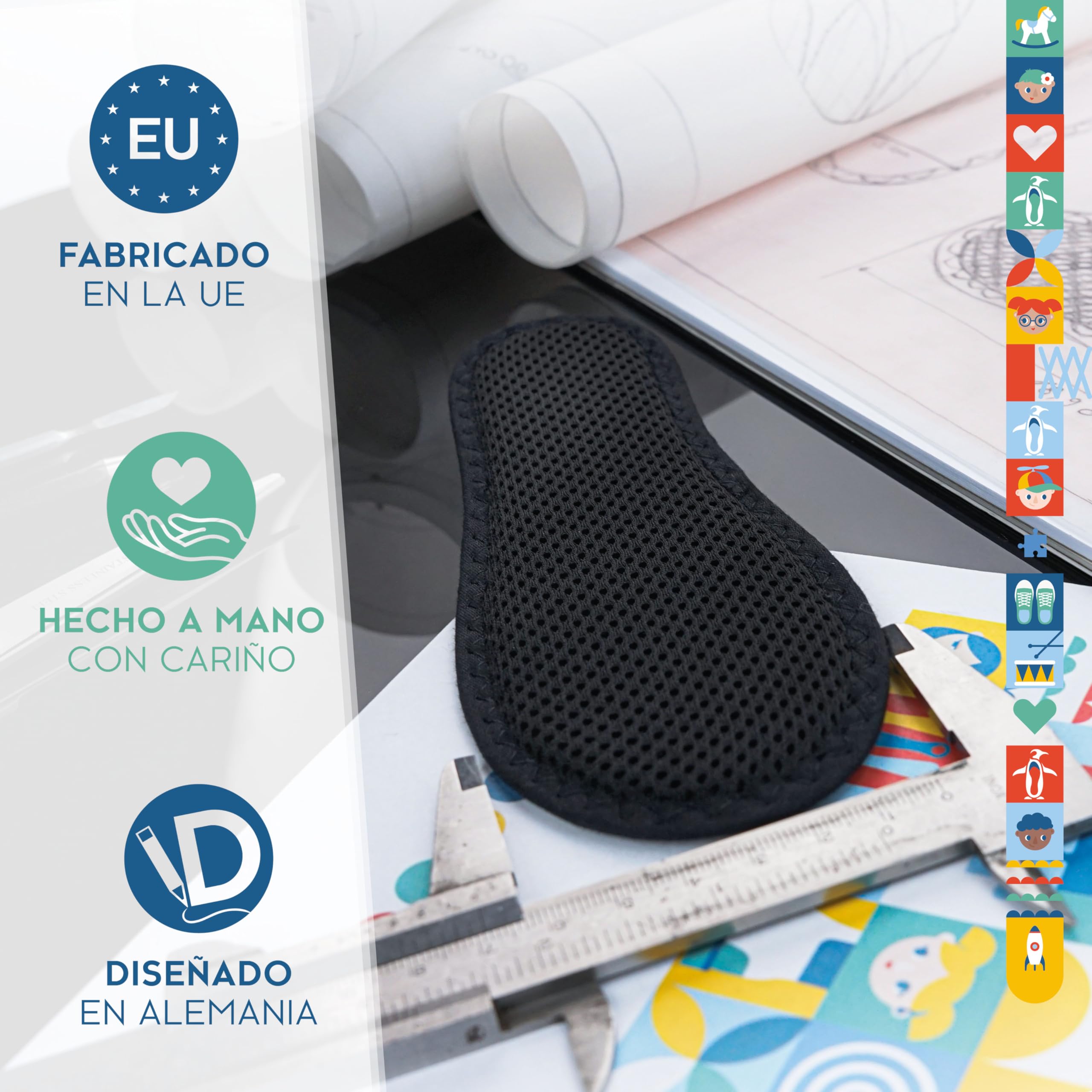 biped 2 pares de plantillas infantiles con carbón activo – Frescura higiénica para zapatillas, botas de goma y todo tipo de calzado – Plantillas lavables contra el mal olor z2769