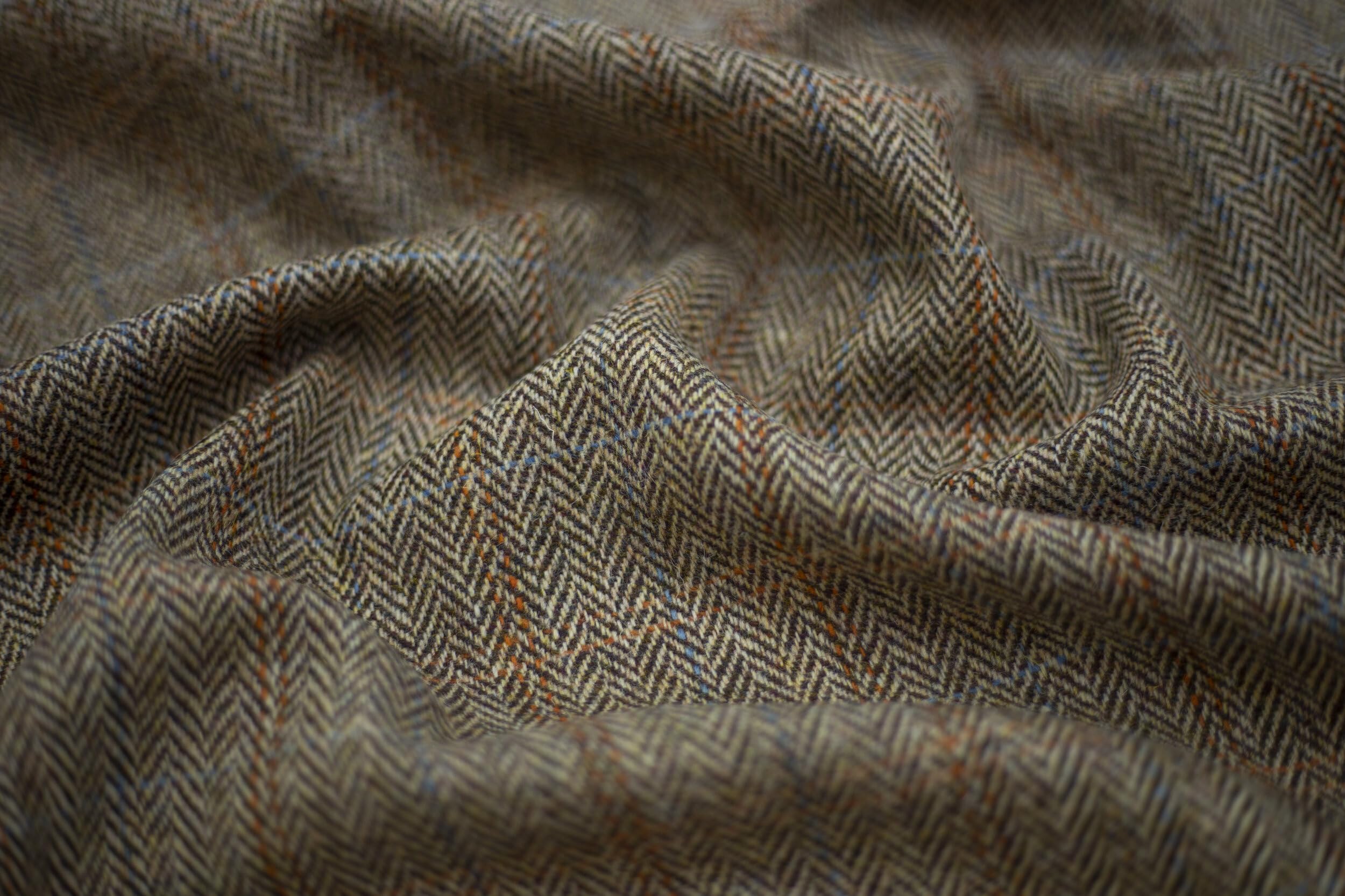 Harris Tweed Housse de coussin carrée double face Motif chevrons Marron