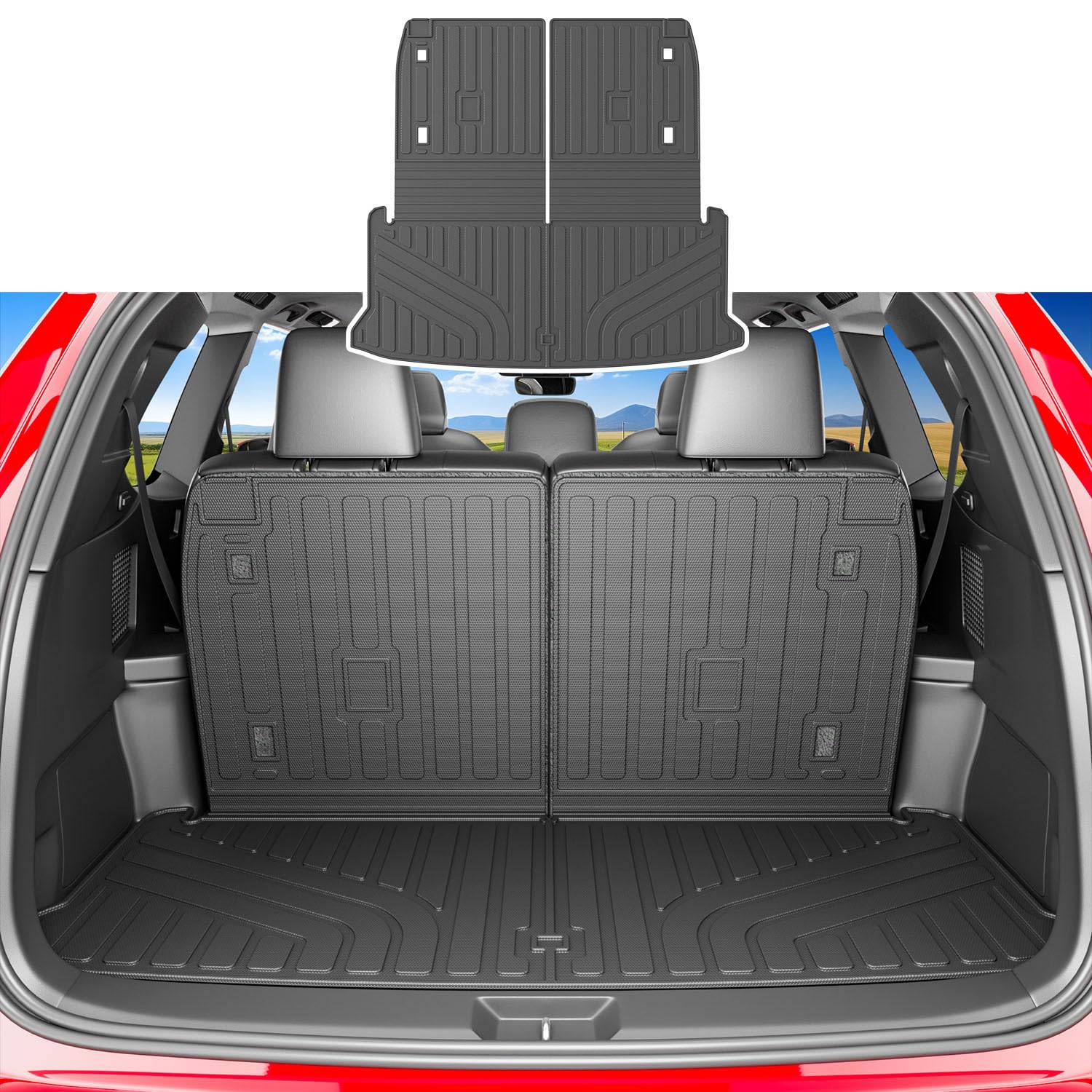 xipoqix Cargo Mat Compatible with 2024-2026 Lexus TX 350 500H 550H+ | Backrest Mat Cargo Liner Back Seat Protector Replacement for 2024-2026 Lexus TX Accessories (Trunk Mat with Backrest Mat) Compatible with Lexus TX | 2024-2026
