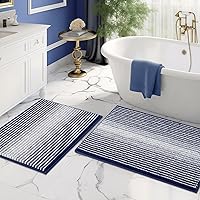 Vista 89 de BSICPRO Juego de alfombras y tapetes de baño, 2 piezas de felpilla gruesa y absorbente, antideslizantes, suaves y peludas para baño, lavables a