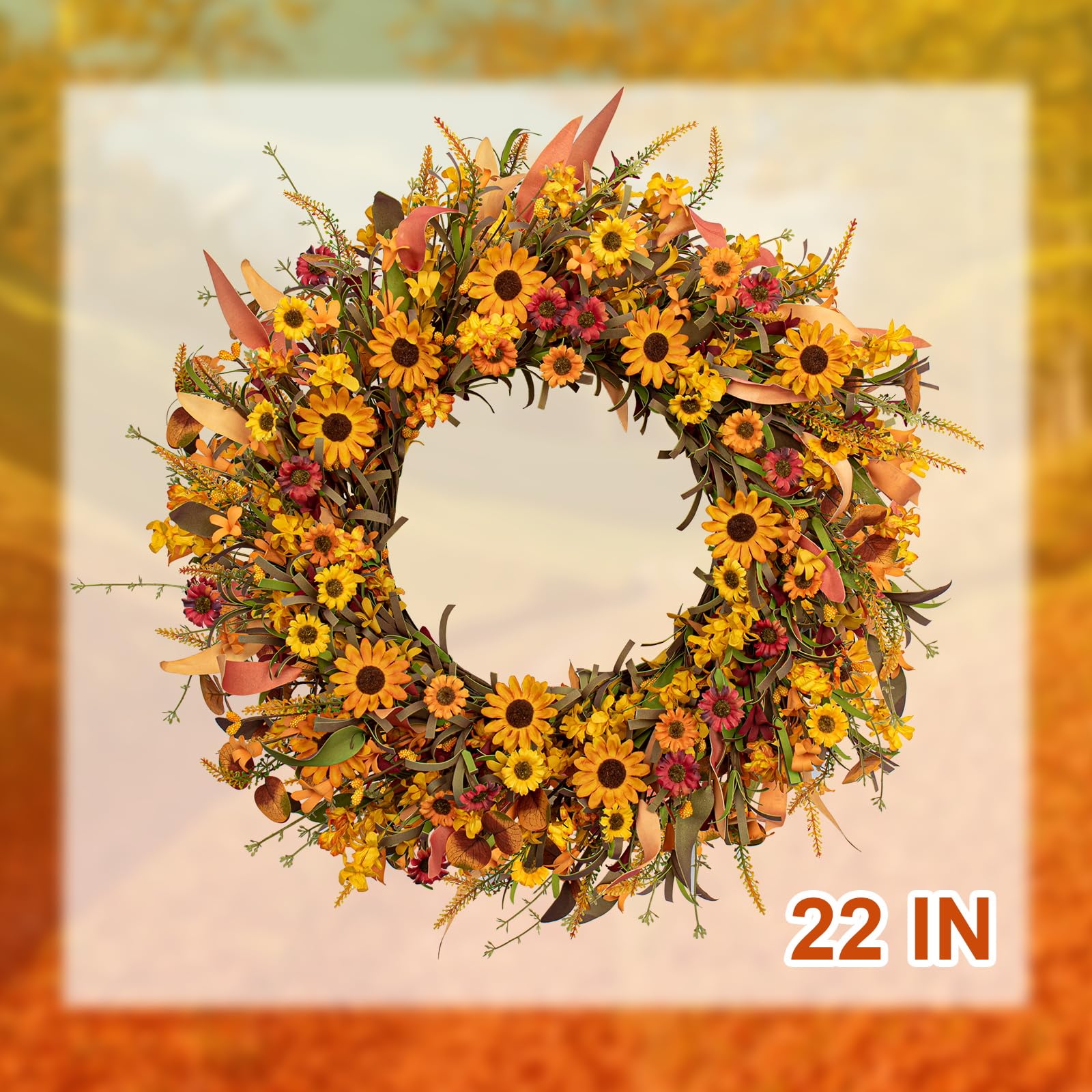 florist美鈴　ガーデンドア Amazon.com: J'FLORU Artificial Fall Wreath 22 Inch Fall Wreaths