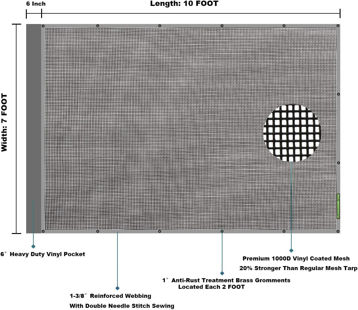 Exclusive Discount 50% Price Leaveshade Dump Truck Mesh Tarp 7'X10'-Tentproinc Heavy Duty Cover with 6'' Pocket, No Rust Thicker Copper Eyelets, Reinforced Double Stitch Webbing Ripping Tearing Stop, Zip Bag Packed Black Friday Clearance Leaveshade Dump Truck Mesh Tarp 7'X10'-Tentproinc Heavy Duty Cover with 6'' Pocket, No Rust Thicker Copper Eyelets, Reinforced Double Stitch Webbing Ripping Tearing Stop, Zip Bag Packed