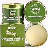 Coconut Vanilla - Aromatherapy Candles for Home Scented - 5oz Natural Soy Wax Clean Organic Non Toxic - Long Lasting Highly Scented with Essential Oils - Gifts for Women Relaxing Spa Beach Bathroom