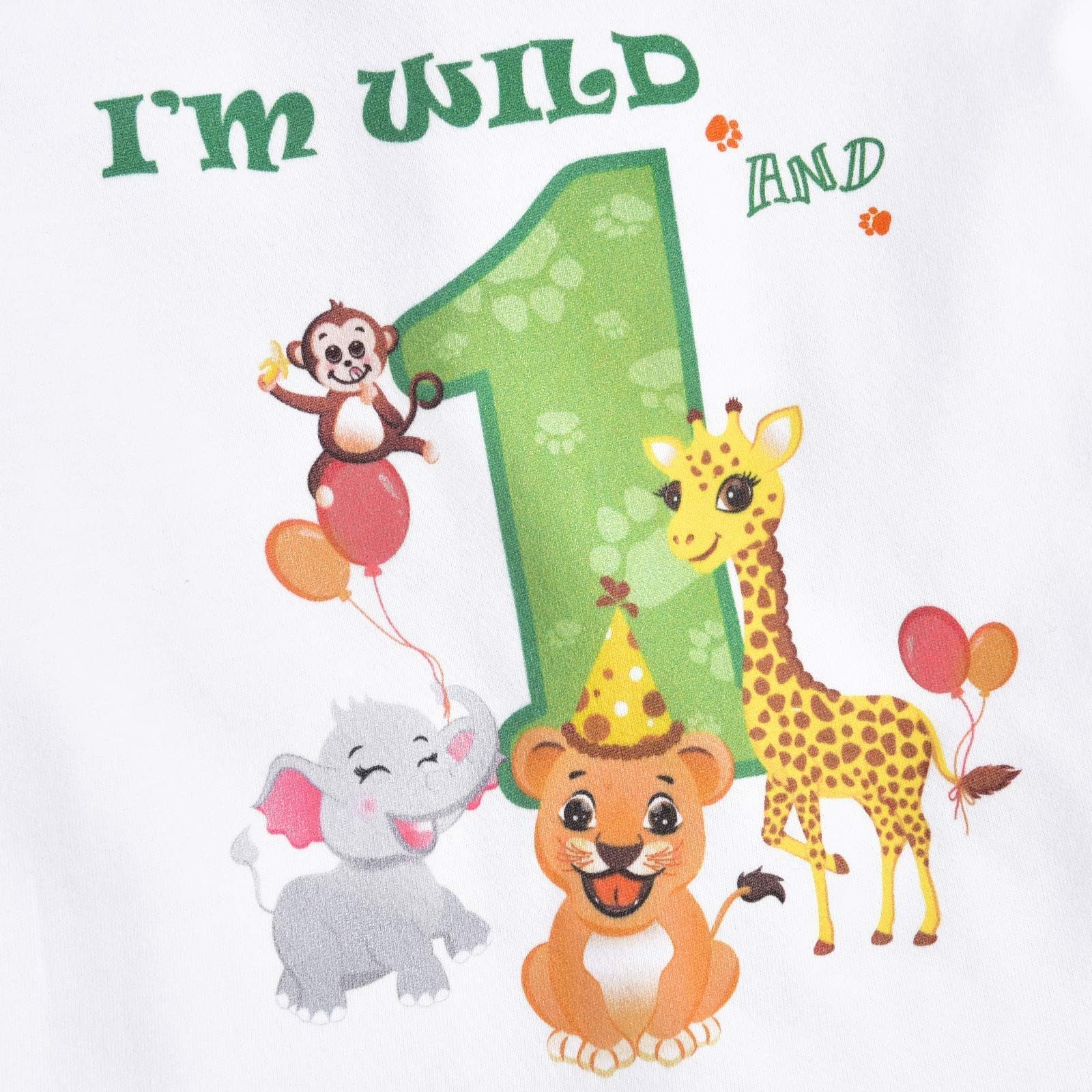 Baby Boy 1st Birthday T-Shirt - I’m Wild and 1 Jungle Animals Birthday Top tee