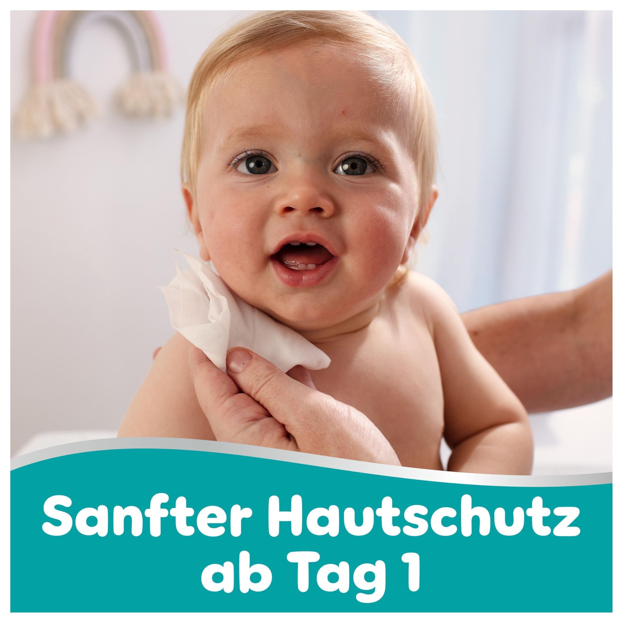 Pampers 99% Water Baby-Feuchttücher, 18 Packungen mit 60 Feuchttüchern = 1080 Baby-Feuchttücher, leichte Lotion mit 99% Wasser