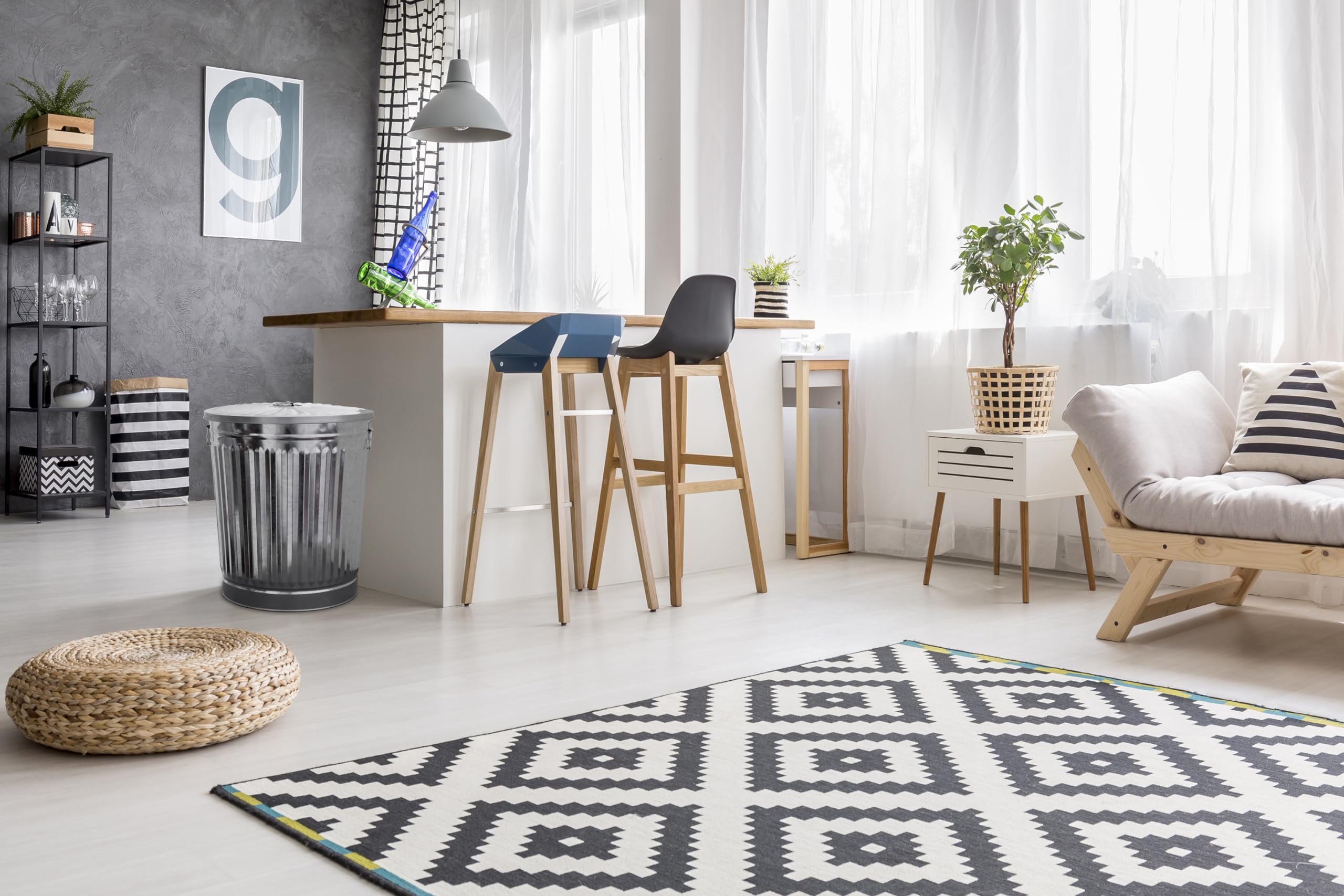 2er-Set Retrodesign Mülleimer mit Griffen und Deckel + 30 Müllbeutel | Zink | 62L