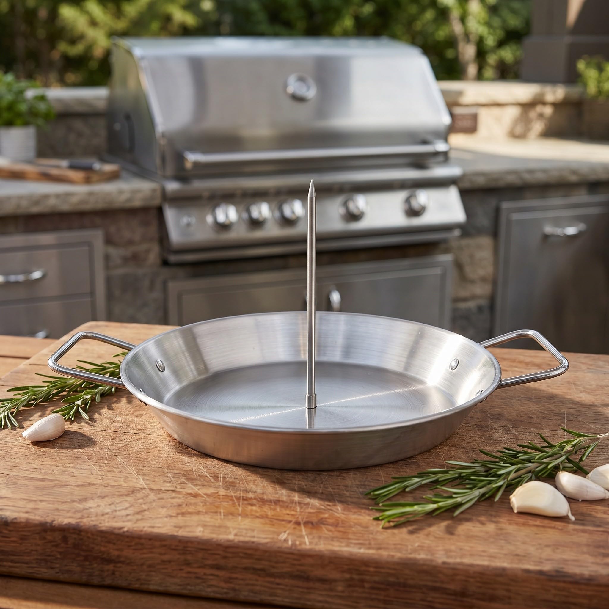 Operitacx 1 set di spiedi verticali in acciaio inox, spiedini verticali rimovibili, supporto per teglia da barbecue con doppio manico e spazzola per tacos, pollo, affumicatore, forno e grigliate.