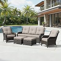 Vista 89 de Joyside Silla mecedora giratoria para exteriores para patio, mecedora de mimbre para exteriores con cojines de tela de olefina adecuada para porche