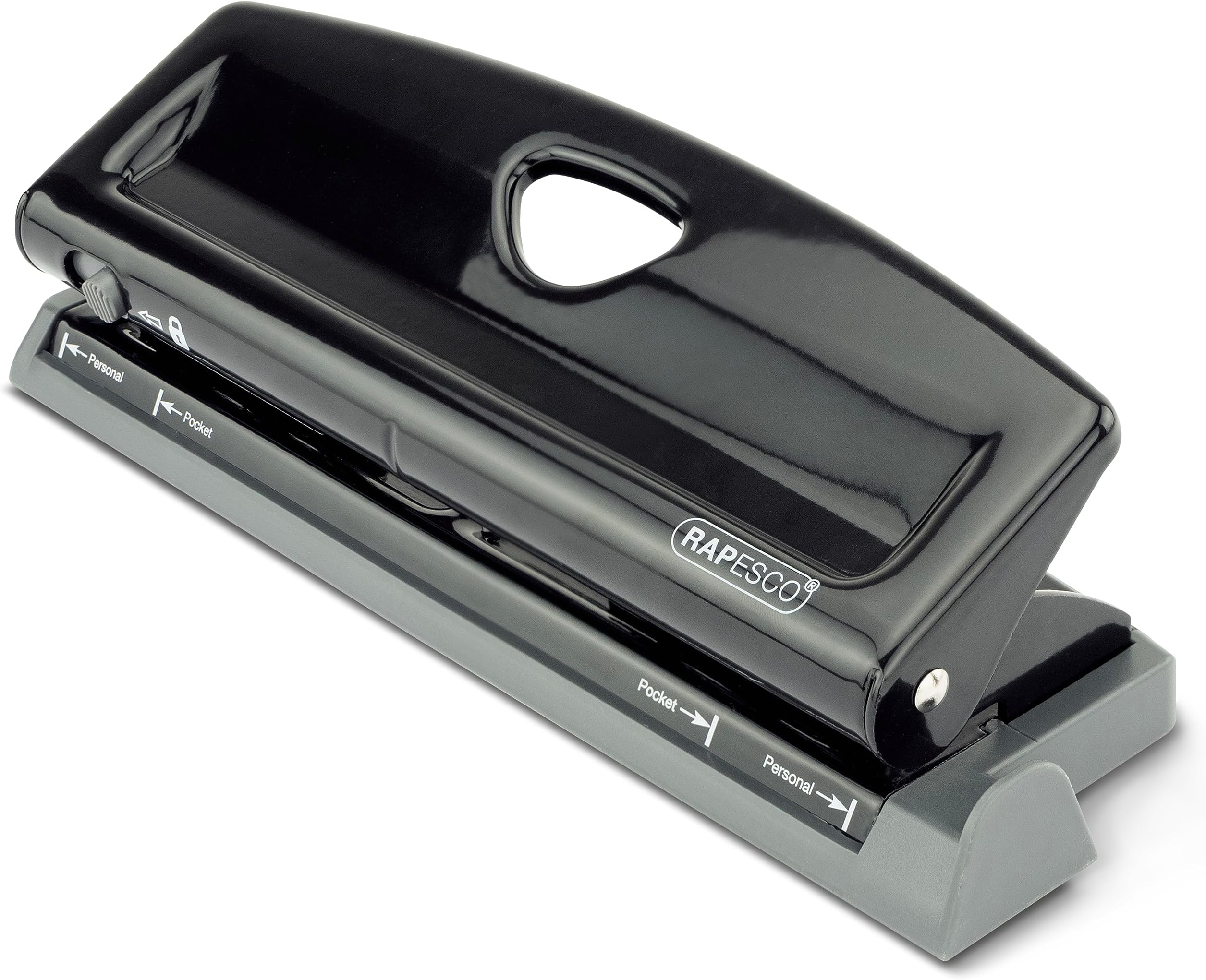 1725 Adjustable 6-Hole Punch, 4 x Different Positions, 9 Sheets Capacity, Metal Six Holes Puncher with Lock-Down Handle, Works with A5, A6, Compact, Slimline, Pocket, Filofax Mini, Black