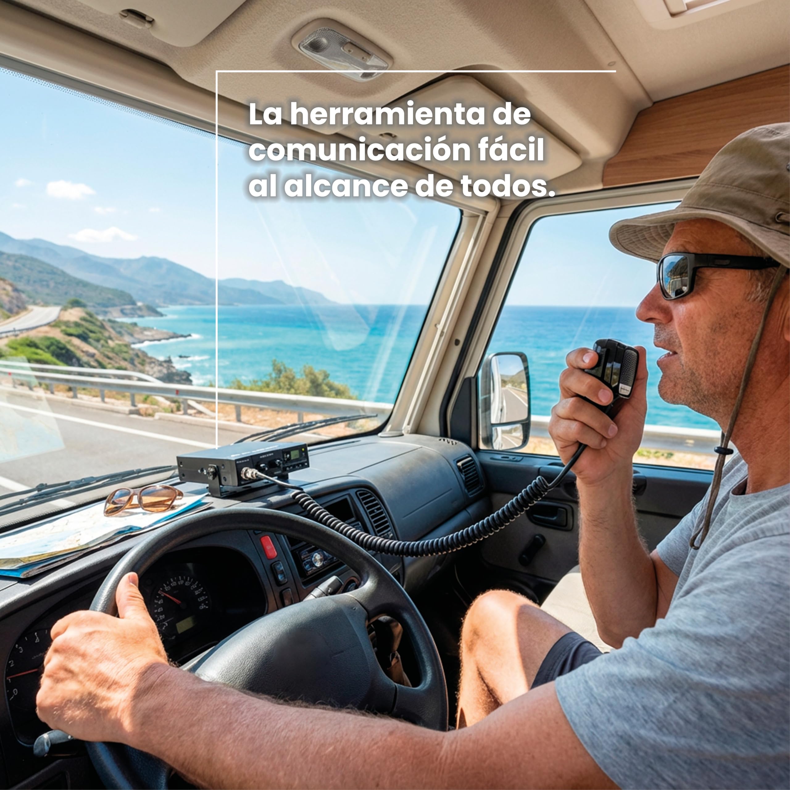 Midland Alan 100 Plus B C442.12 - Radio CB de Coche, 40 Canales Am/FM para Camiones y Caravanas, Emisora con Micrófono de 4 Pines, Pantalla de Canales, Squelch y Botones Up-Down, Negra