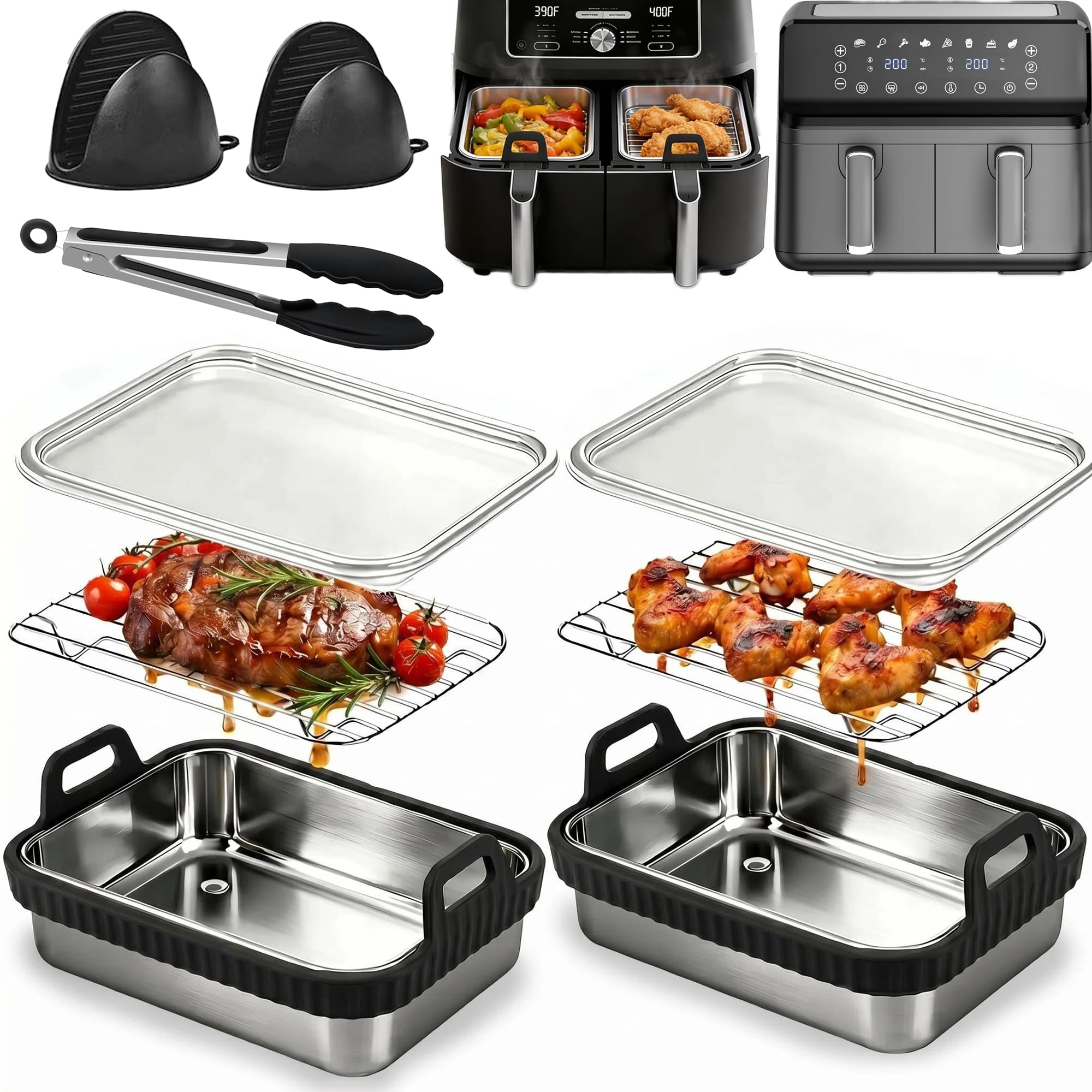 Friteuse Ninja double zone DZ400UK accessoires plateaux et couvercles