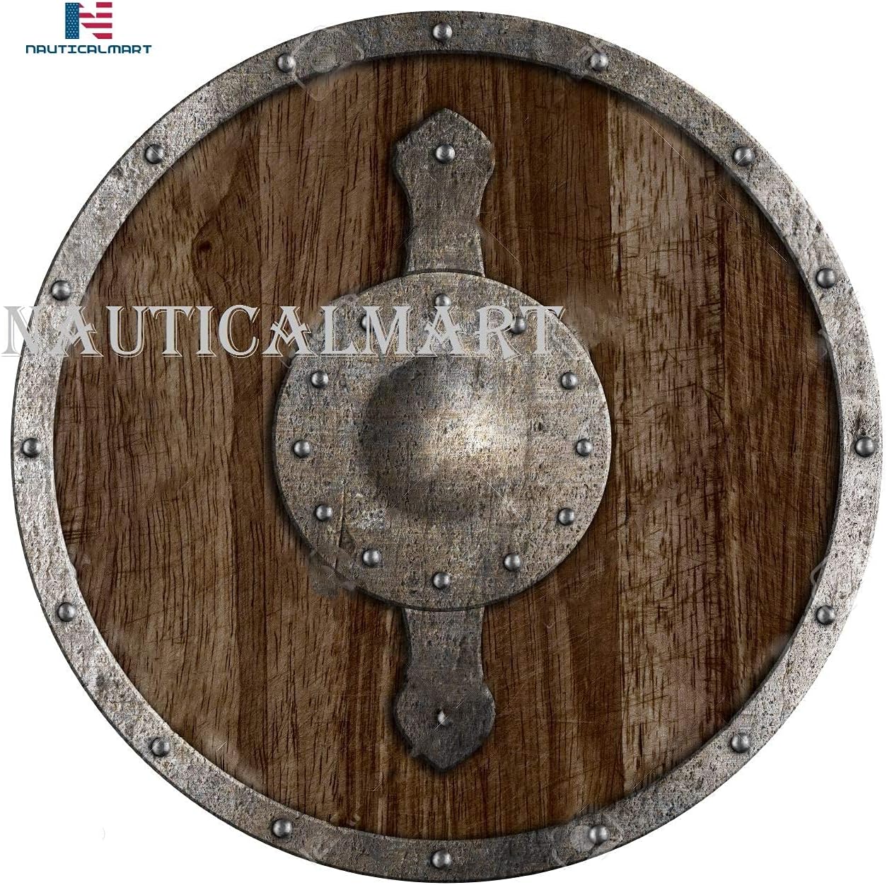 Nautical-Mart Old Viking Wooden Shield - SCA/LARP/Norse/Norway/Antique/Armor