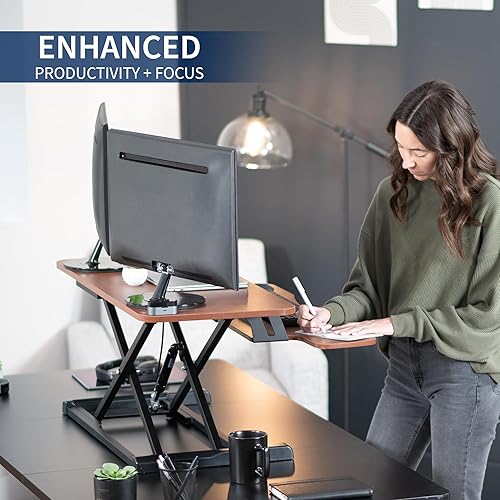 Miniatura 4 de VIVO DESK-V036KA Convertidor de escritorio, 36 pulgadas, serie K, elevador, altura ajustable, estación de trabajo, monitor dual y portátil, bandeja