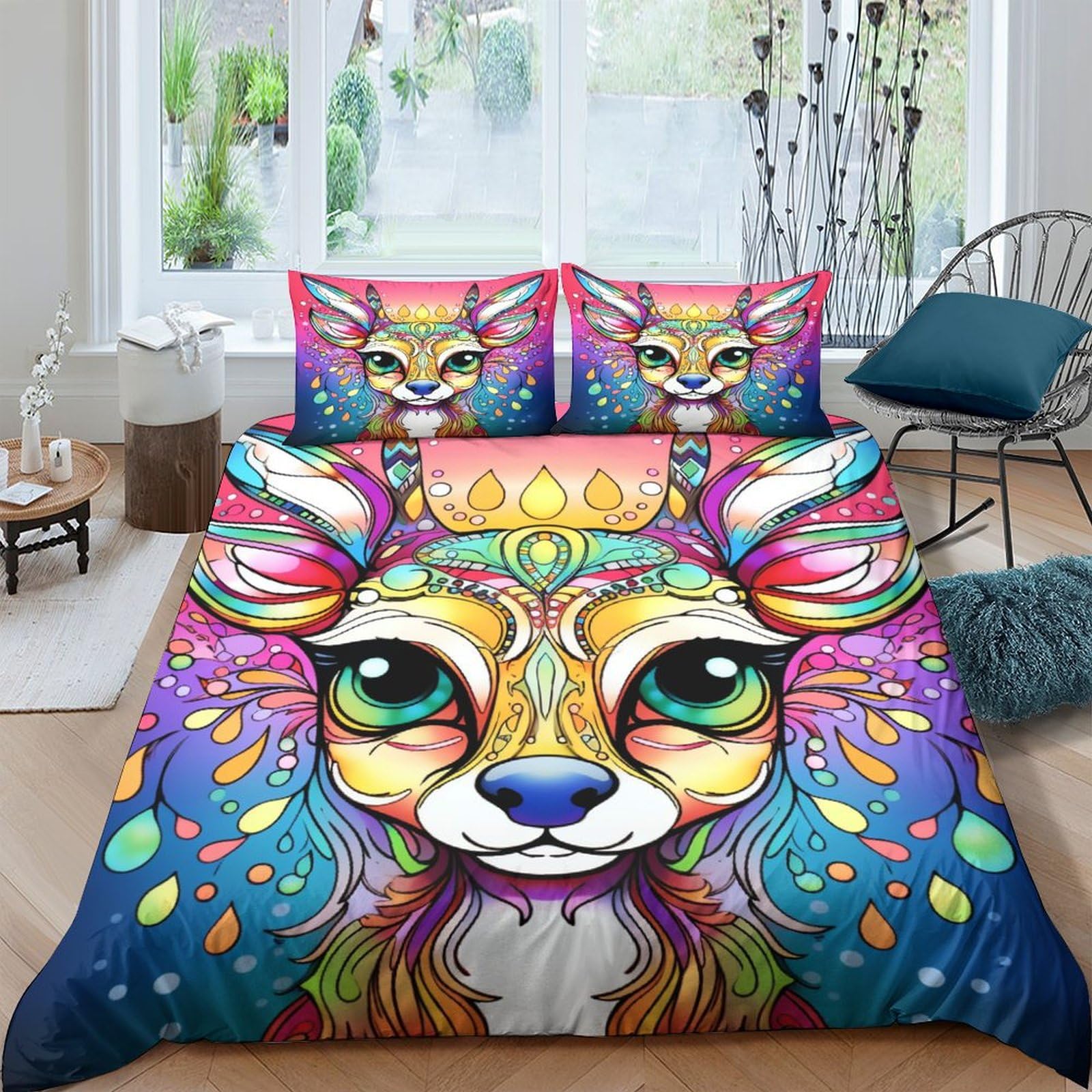 Stampato in 3D Pronipote tibetano Copertina Stampata Microfibra Disegnata Set Di Biancheria Da Letto Cura Facile Con 2 Federe,Double（200x200cm）, Per Adolescenti E Adulti