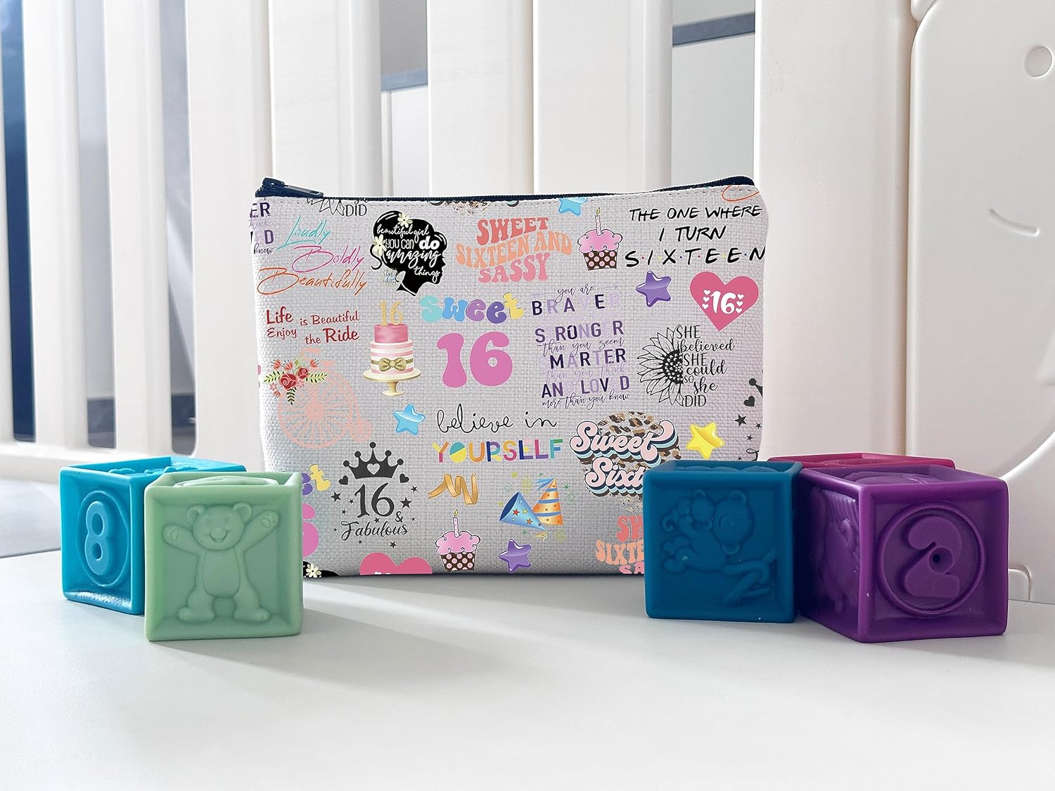 WCGXKO Happy 16th Birthday Gift Sweet 16 Birthday Hello 16 Canvas Zipper Pouch Bag (16 birthday) - Image 5