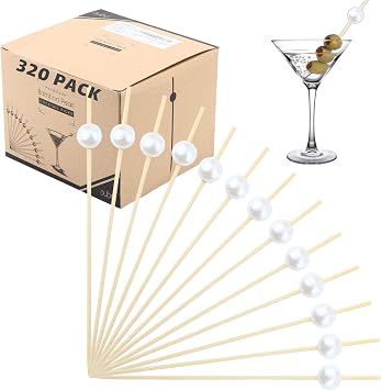 Cocktail Toothpicks for Appetizers - Pack of 320 4.75 Inch Decorative Toothpicks for Appetizers, Cocktail Picks for Drinks Fancy Toothpicks for Appetizers